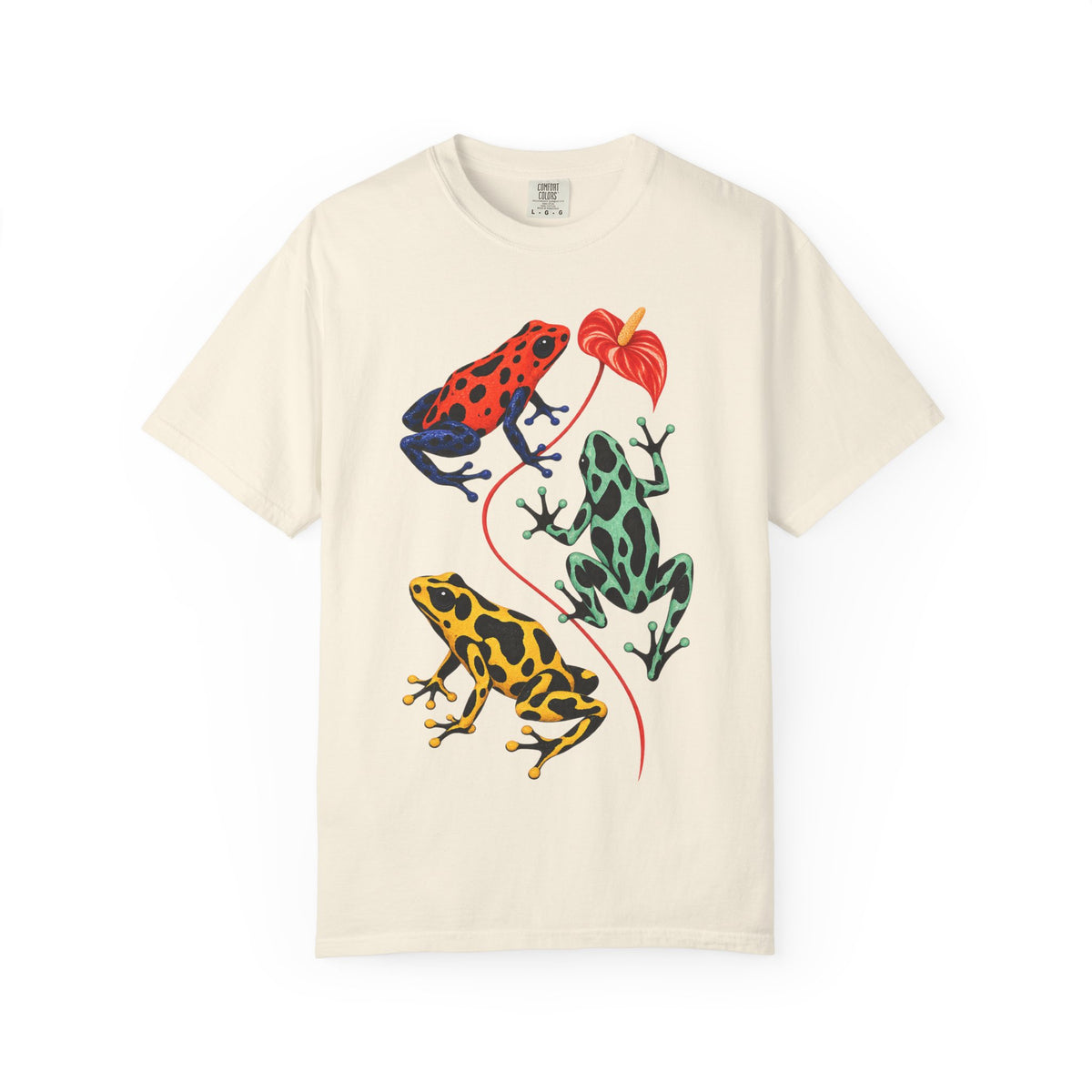 Poison Dart Frogs Anthurium Tee Colorful Dart Frog Red Flower Tropical Wildlife Shirt