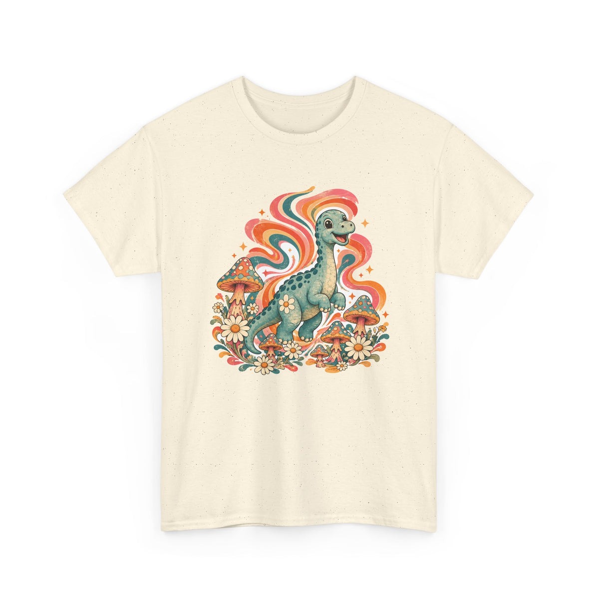 Groovy Brontosaurus T-Shirt Retro 70s Dinosaur Mushroom Daisy Tee