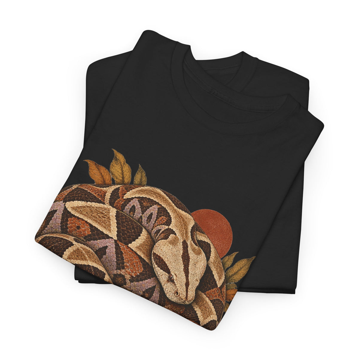 Gaboon Viper Coiled Sun T-Shirt Autumn Snake Geometric Tee