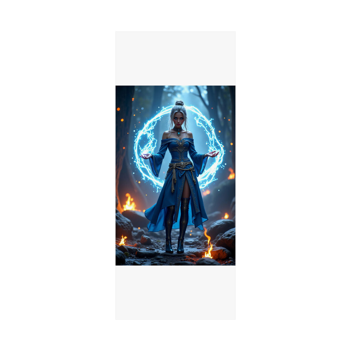 Mystic Sorceress Blue Magic Poster Matte Vertical Wall Art