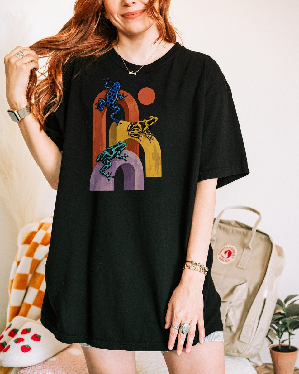 Poison Dart Frogs Colorful Arches Red Sun Tee Midcentury Geo - Comfort Colors tee model v4