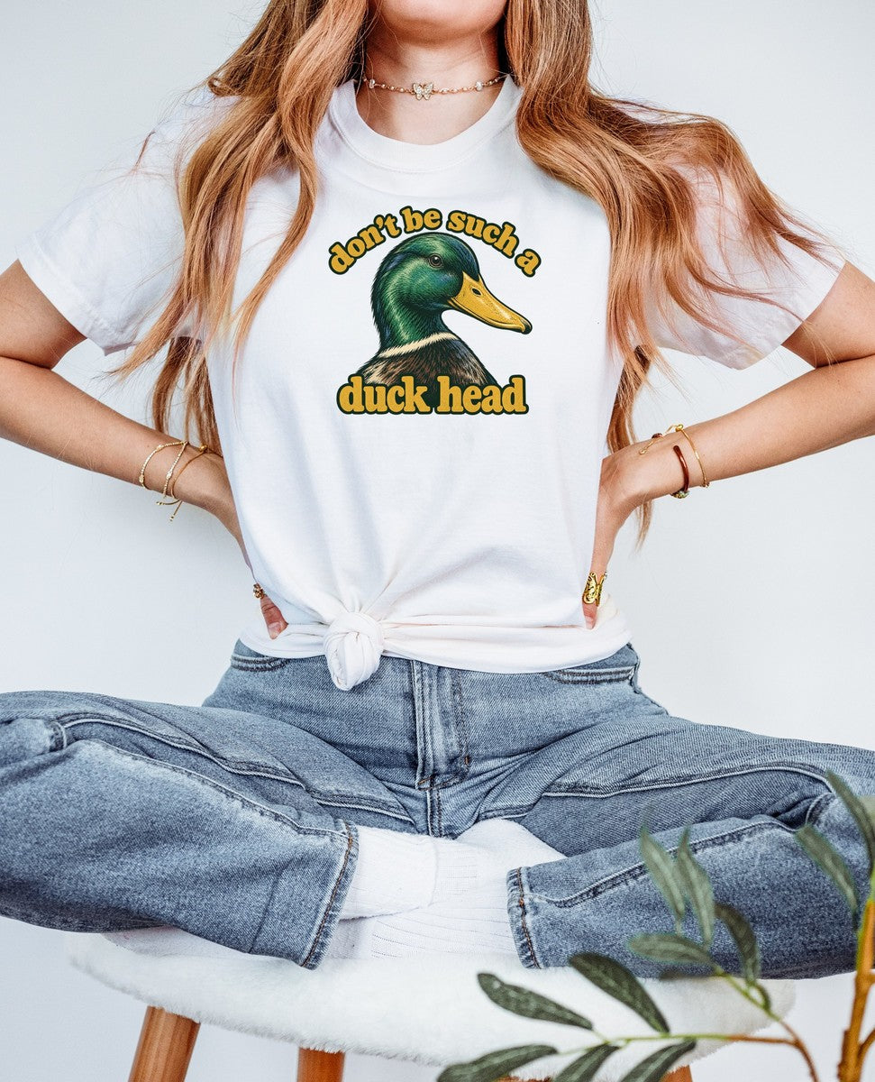 Don't Be Such a Duck Head Mallard Tee Funny Duck Shirt - Comfort Colors tee closeup v4
