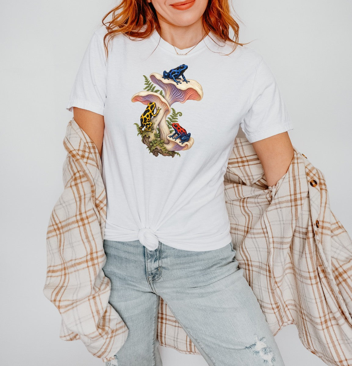 Poison Dart Frogs Mushroom Forest Tee Colorful Dart Frog Fun - Comfort Colors tee closeup v4