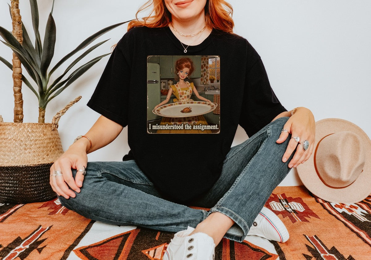 I Misunderstood the Assignment Funny Thanksgiving Tee Retro  - Comfort Colors tee model v4